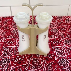 Vintage Tupperware Salt & Pepper Shakers w/Stand